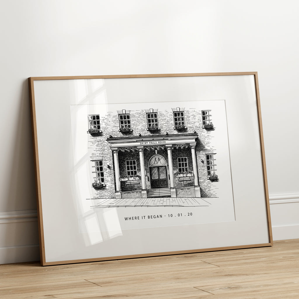 Personalised Heavy Pencil Sketch Venue Print