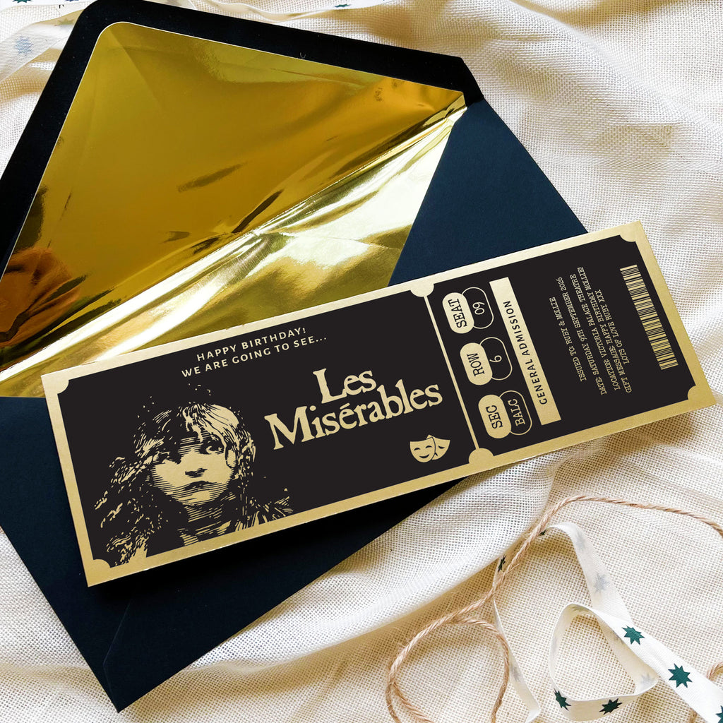 Personalised Gold Custom Theatre Show Ticket Keepsake