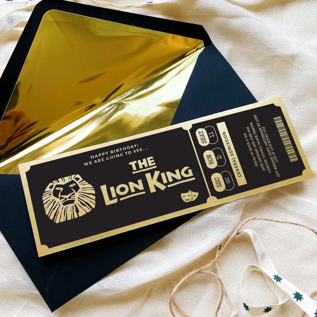 Personalised Gold Custom Theatre Show Ticket Keepsake