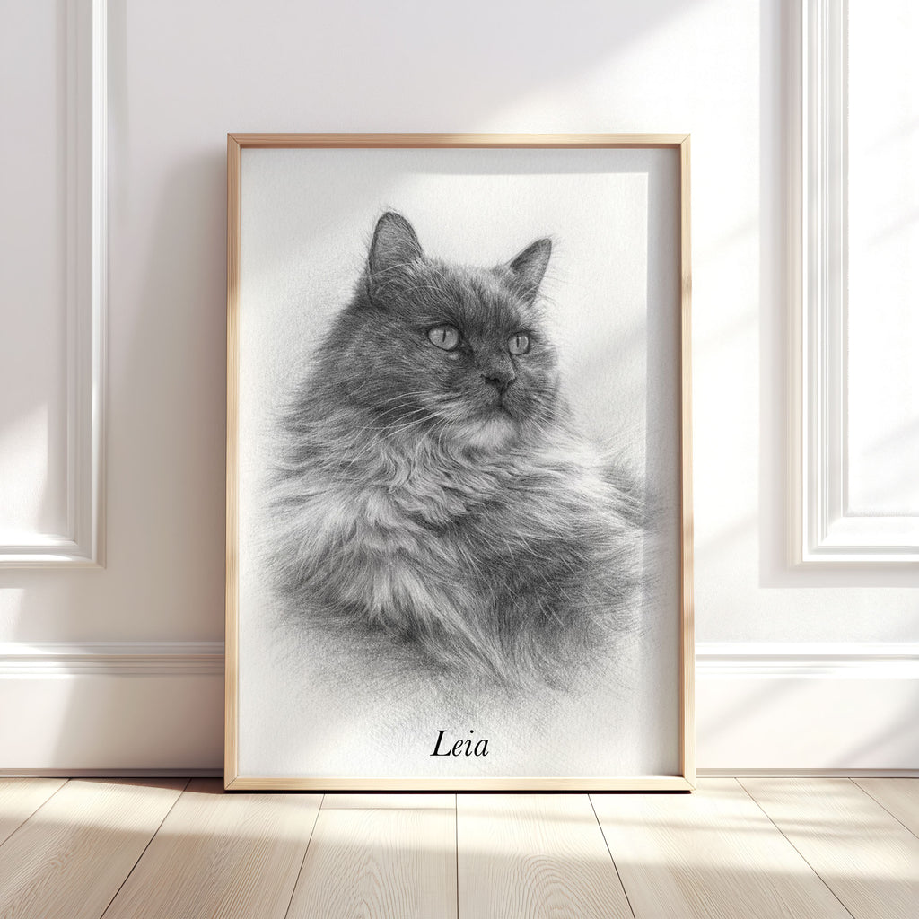 Personalised Black & White Pencil Sketch Dog and Pet Print