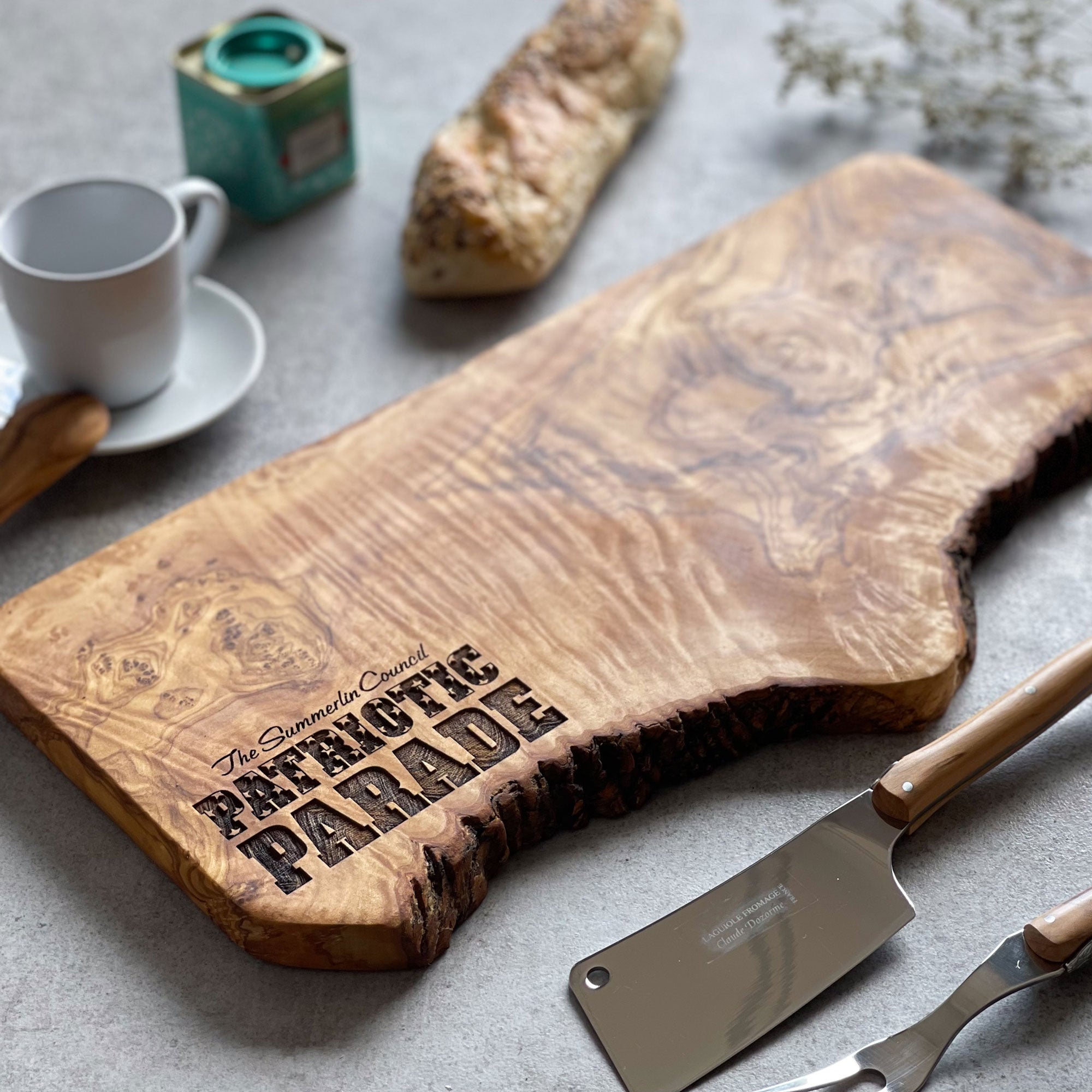 Your Own Logo Engraved Olive Wood Chopping/Cheese Board - L50cm