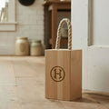 Your Own Logo Oak Door Stop with Rope Handle