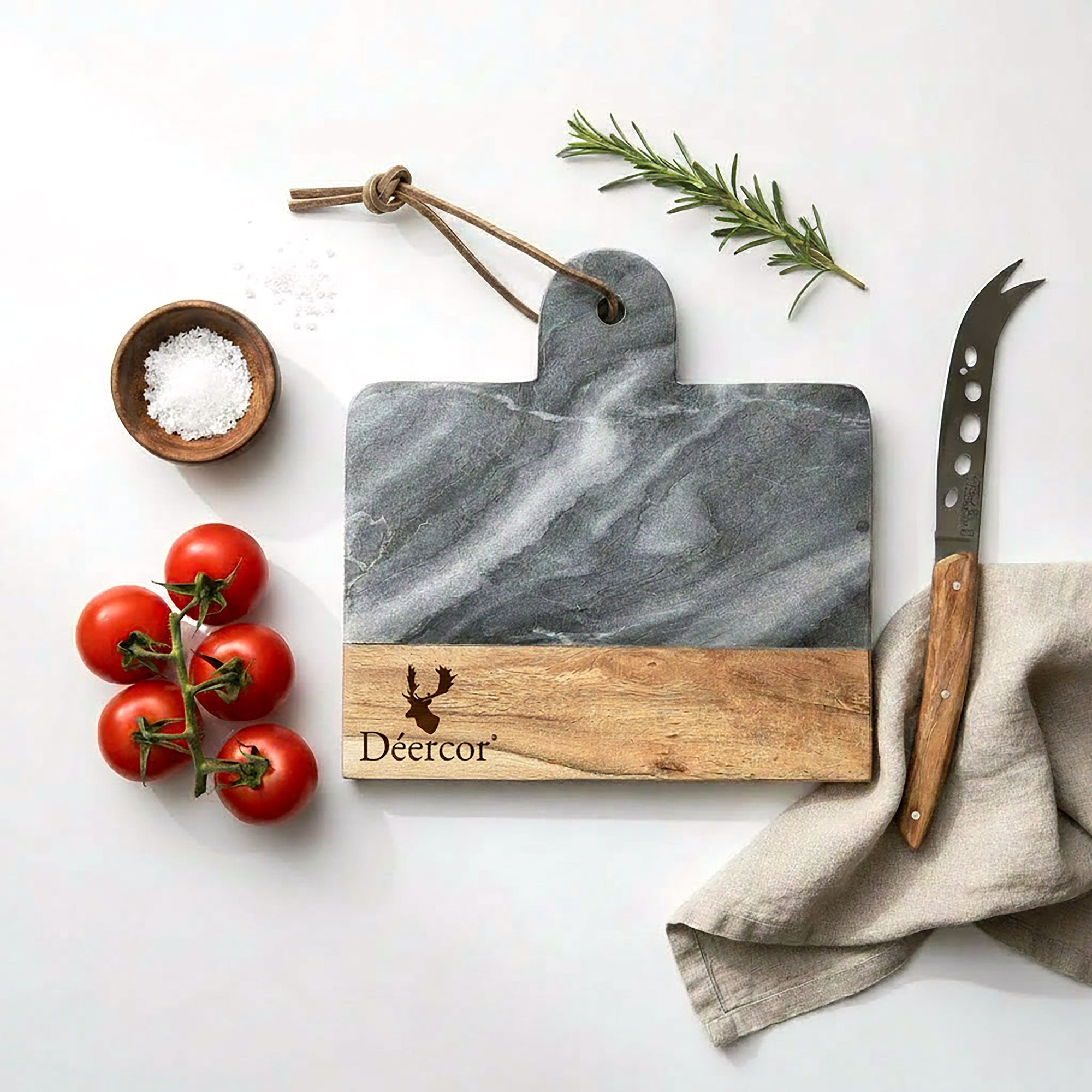 Your Own Logo Engraved Grey Marble & Acacia Board