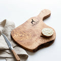 Your Own Logo Engraved Olive Wood Chopping/Cheese Board with Handle - 30cm x 15cm x 2cm