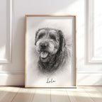 Personalised Black & White Pencil Sketch Dog and Pet Print