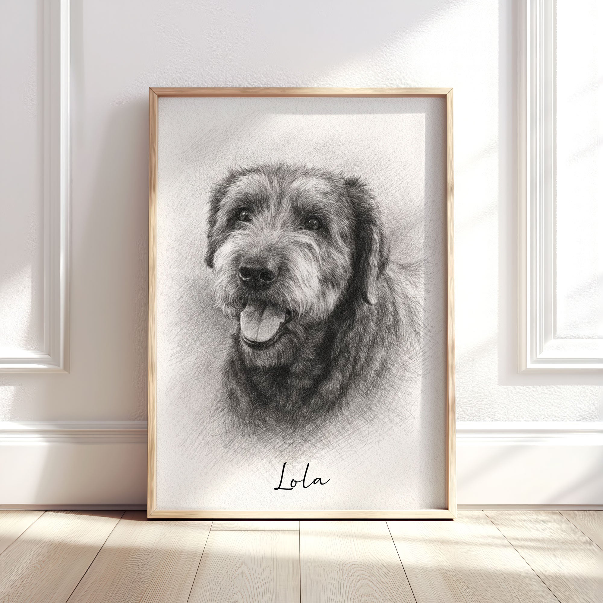 Personalised Black & White Pencil Sketch Dog and Pet Print