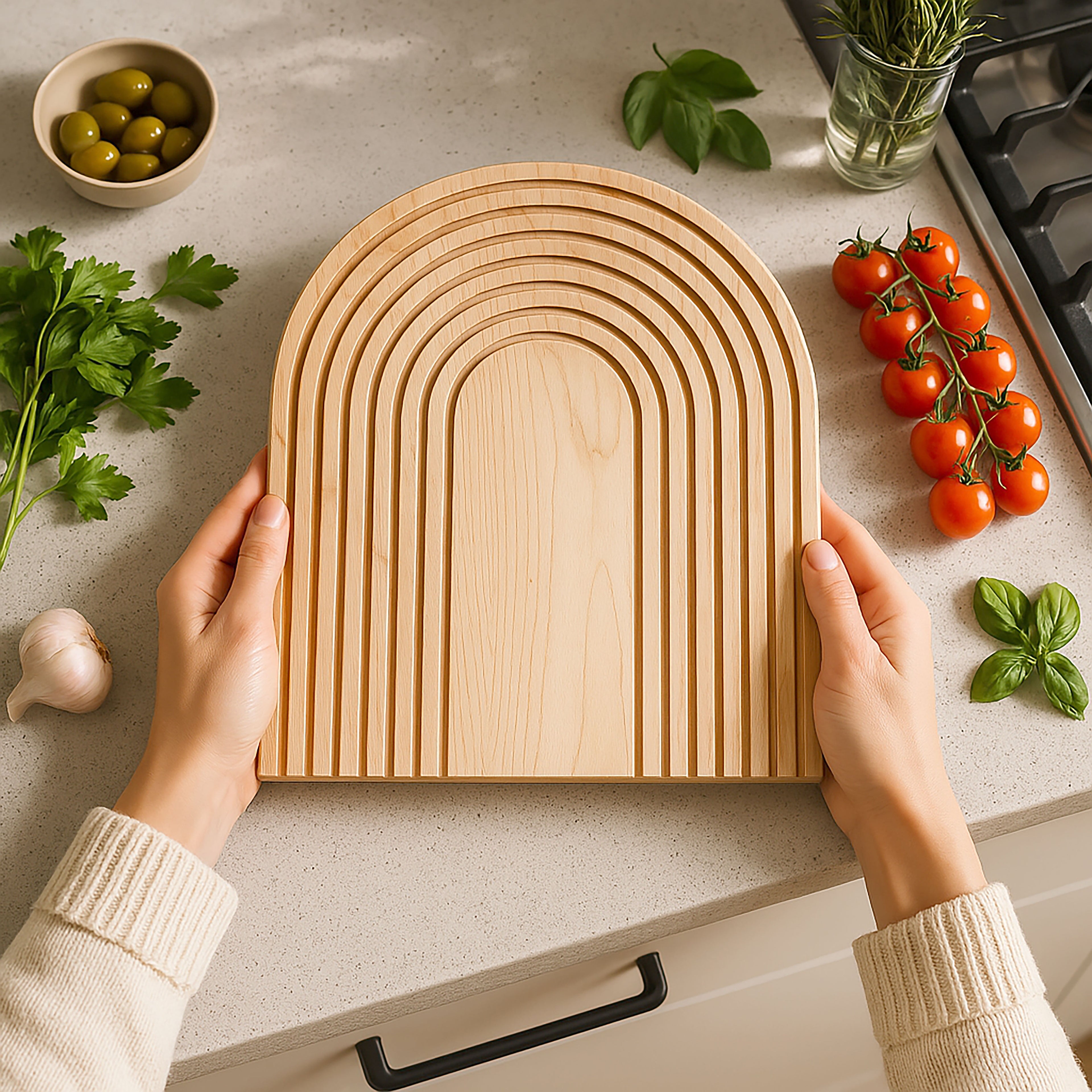 Charcuterie, Bread and Cheese Board -  Maple Wood