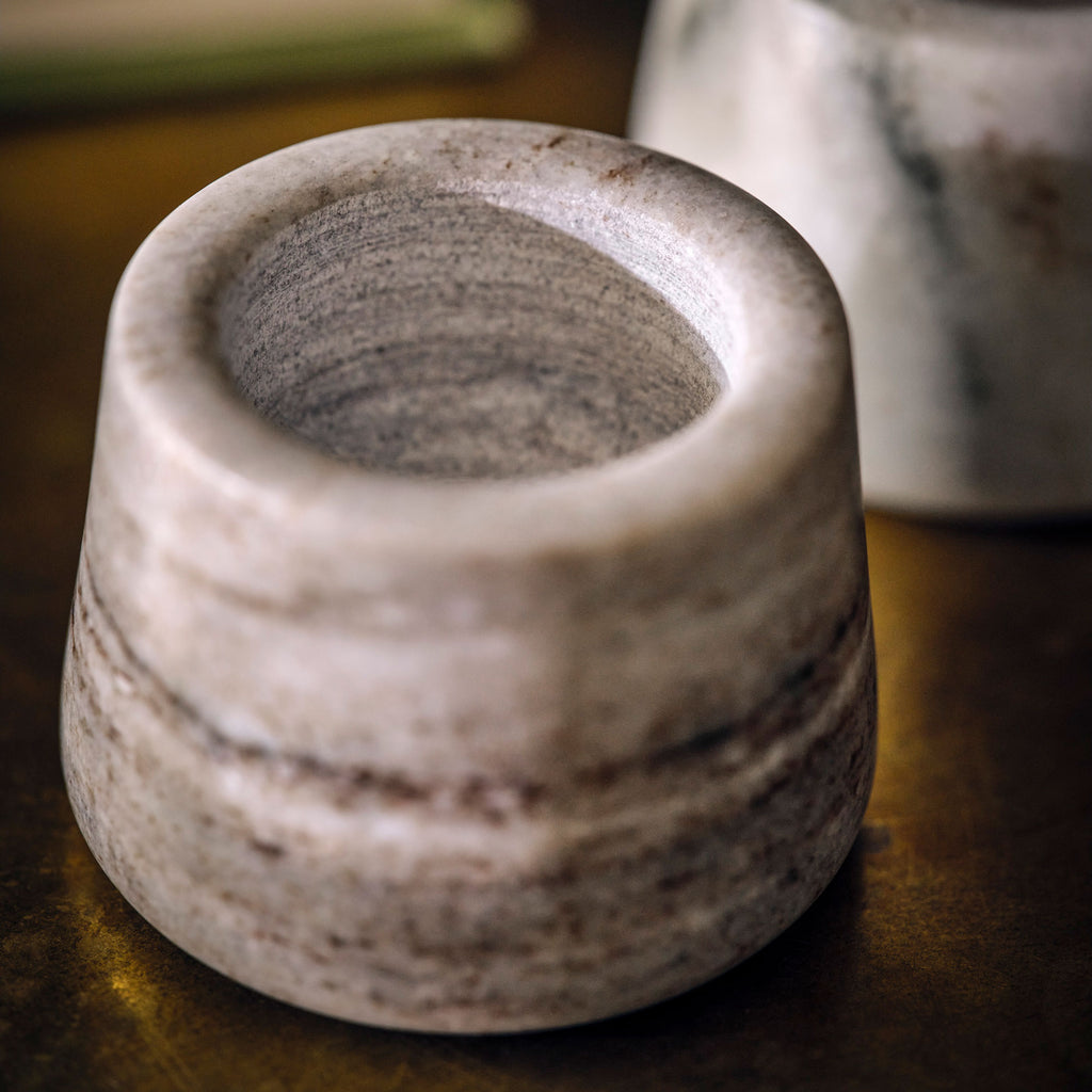 Set of 2 Solid Marble Tealight Holders