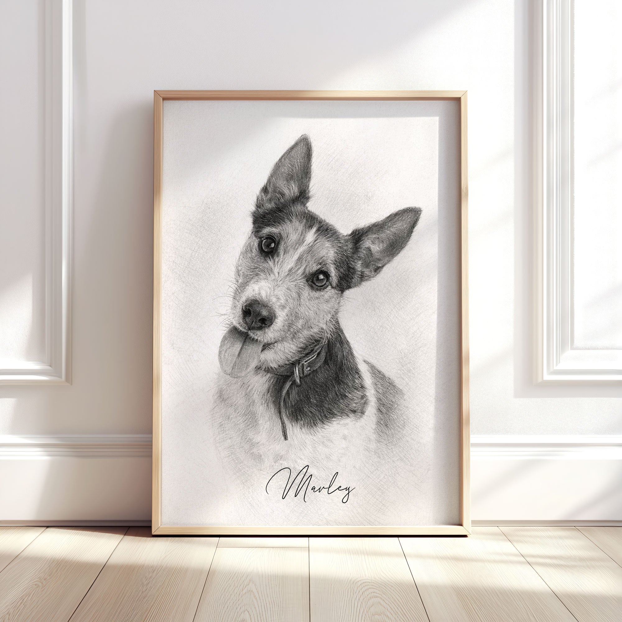 Personalised Black & White Pencil Sketch Dog and Pet Print