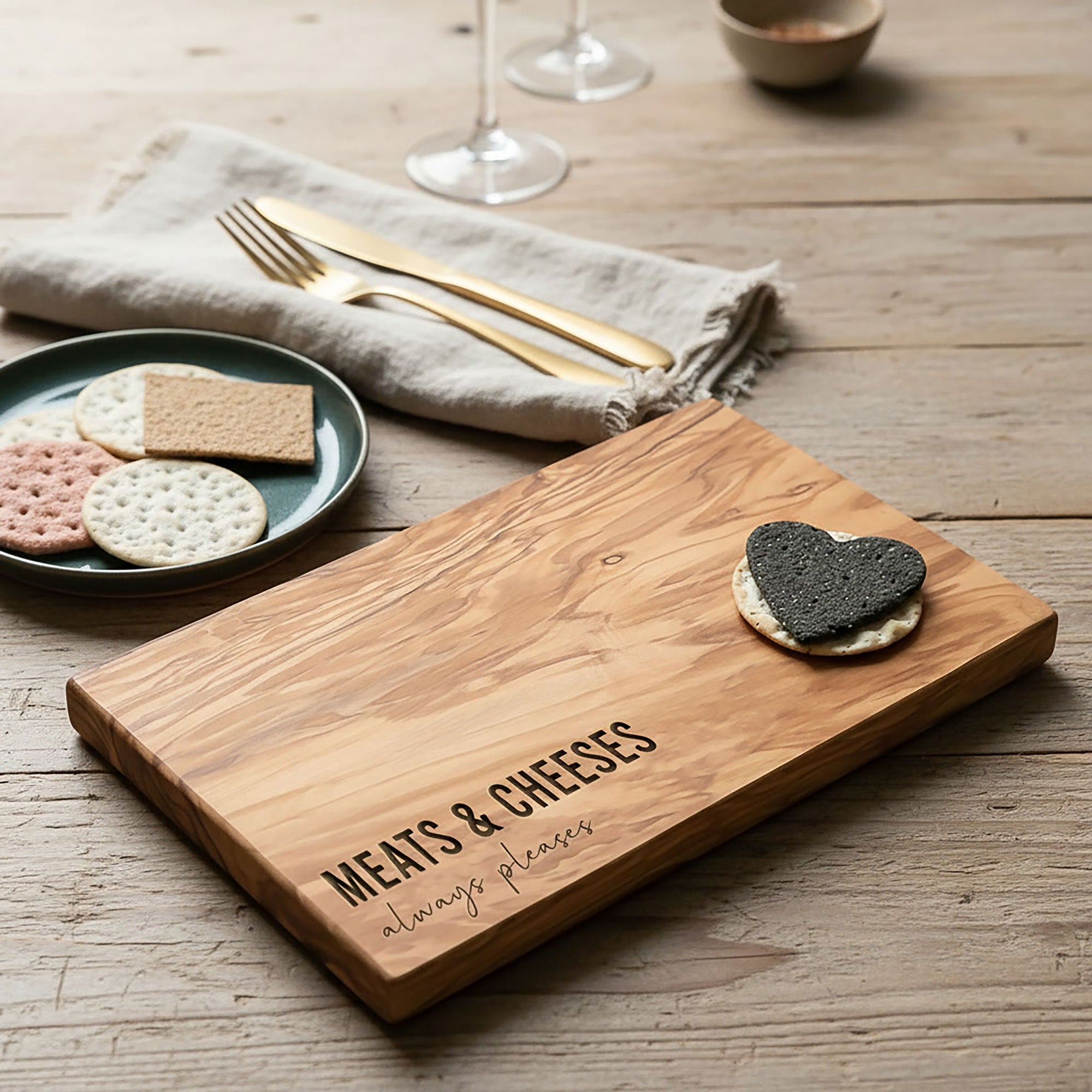 Meats & Cheeses Always Pleases Engraved Cheese and Charcuterie Board