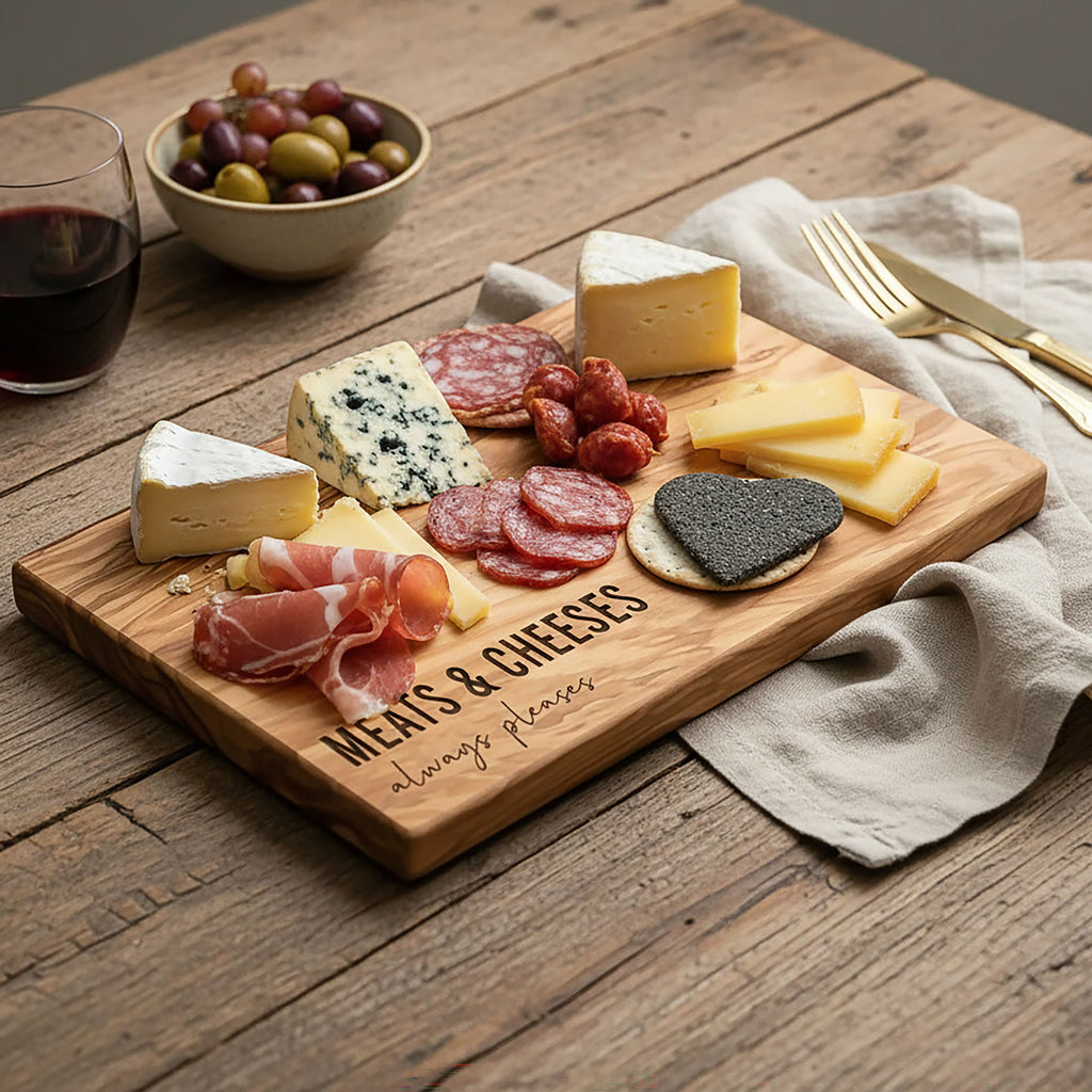 Meats & Cheeses Always Pleases Engraved Cheese and Charcuterie Board