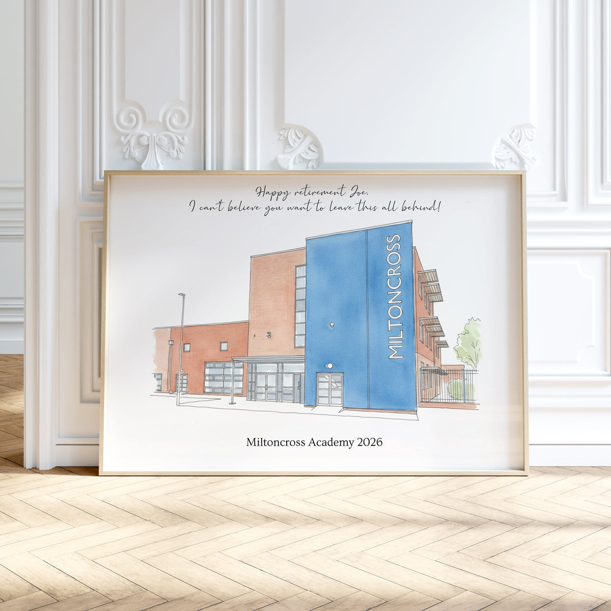 Personalised Workplace Illustration Portrait Print | Retirement Gift