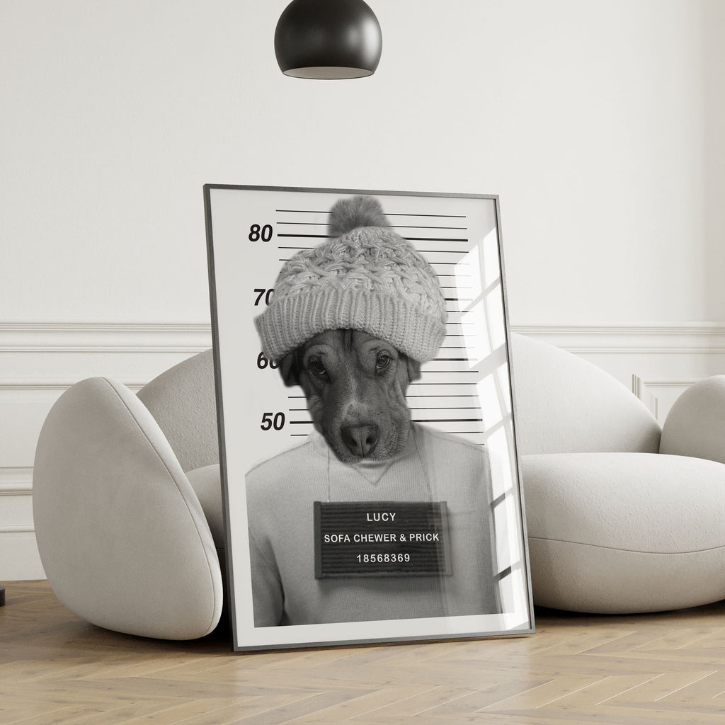 Personalised Pet Mugshot Portrait Print