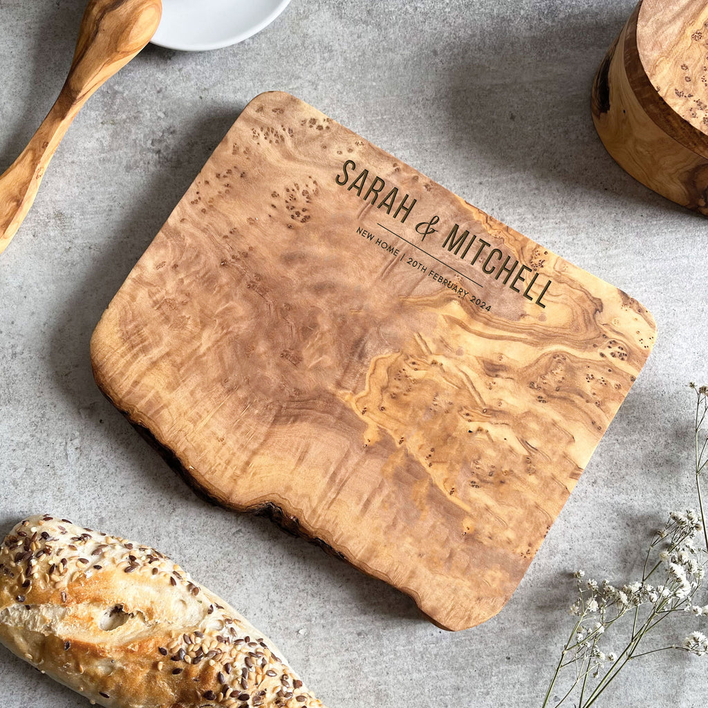 Personalised Rustic Olive Wood Chopping Board