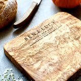 Personalised Rustic Olive Wood Cheese Board