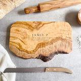 Personalised Rustic Olive Wood Cheese Board