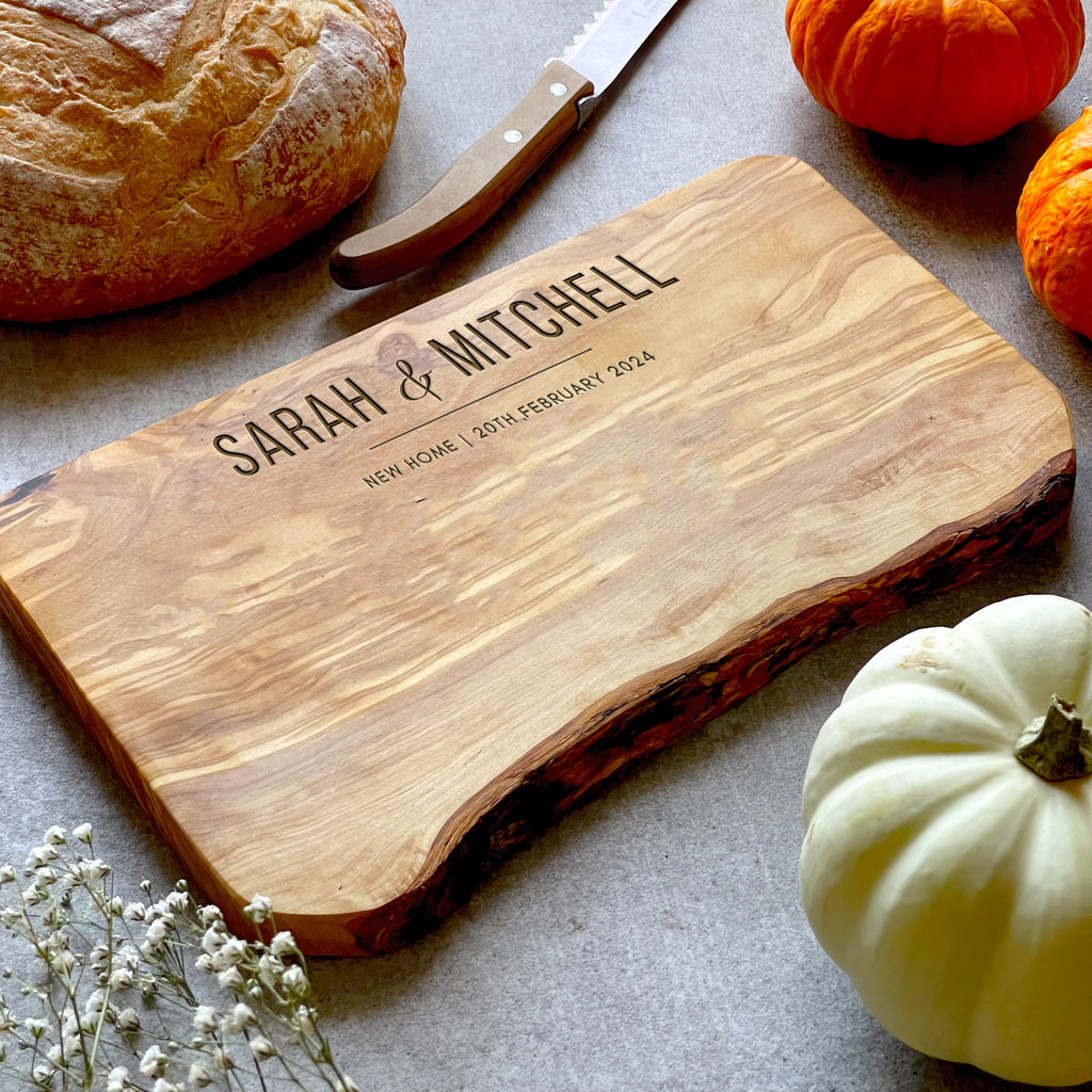 Personalised Rustic Olive Wood Chopping Board