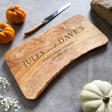 Personalised Rustic Olive Wood Cheese Board