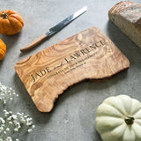 Personalised Rustic Olive Wood Cheese Board