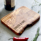 Personalised Rustic Olive Wood Cheese Board