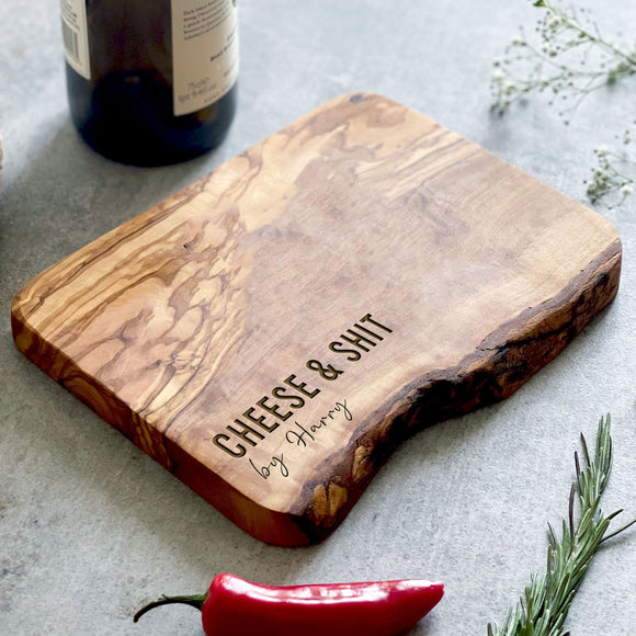 Personalised Rustic Olive Wood Cheese Board