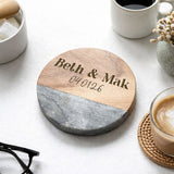 Personalised Marble & Acacia Wood Drinks Coaster