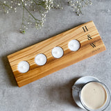 Personalised Contemporary Olive Wood Tealight Holder