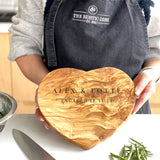 Personalised Heart Shaped Olive Wood Cheese Board