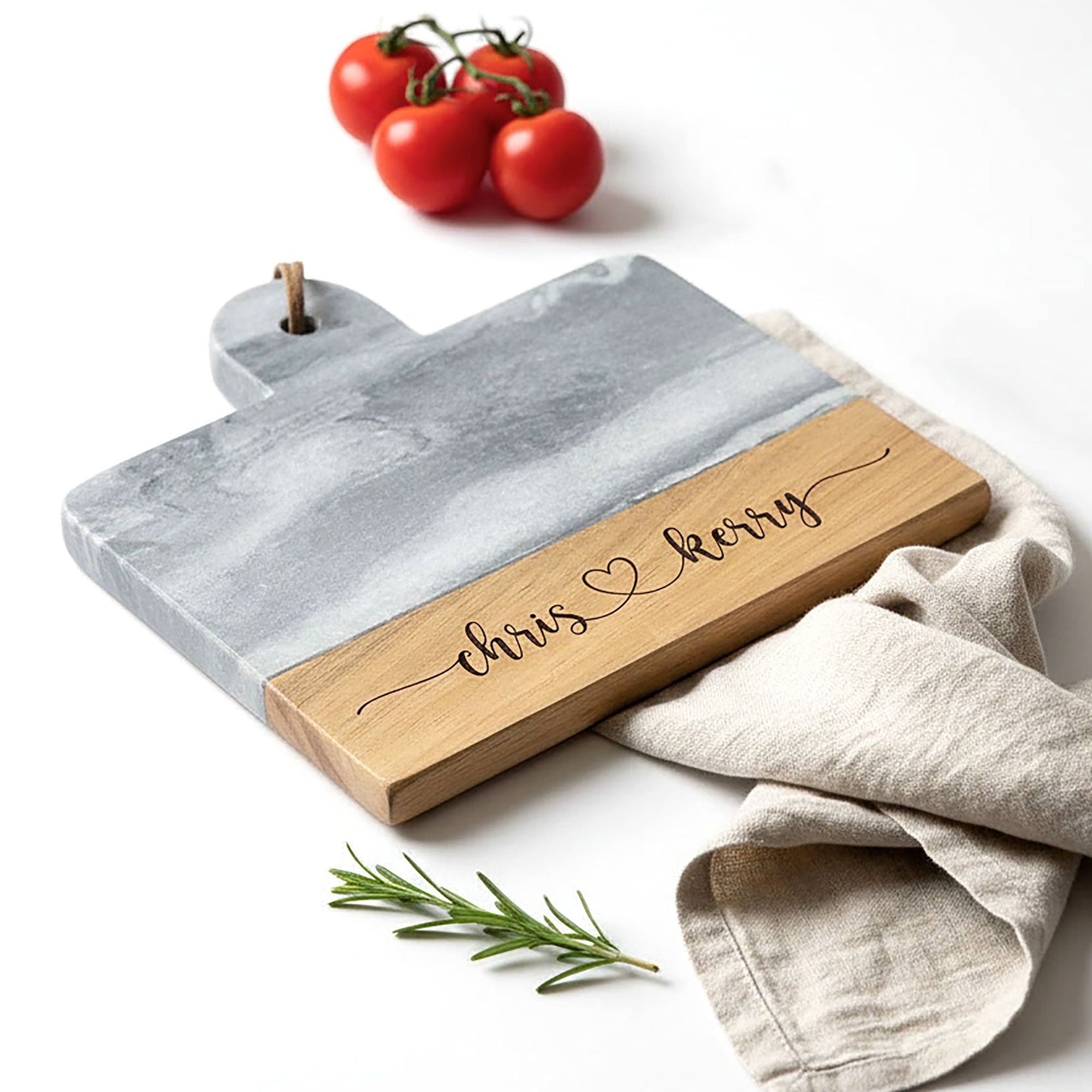 Personalised Marble & Acacia Wood Cheese Board