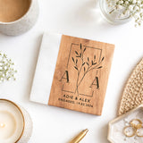 Personalised Wedding Gift  - Marble & Acacia Coaster