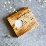 Personalised Contemporary Olive Wood Tealight Holder