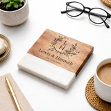 Personalised Coffee Table Marble & Acacia Wood Coaster