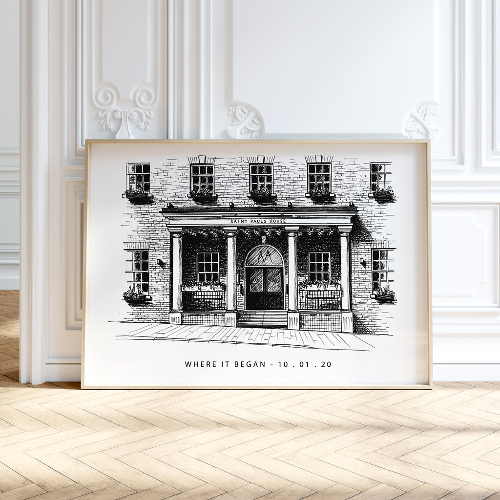 Personalised Heavy Pencil Sketch Venue Print