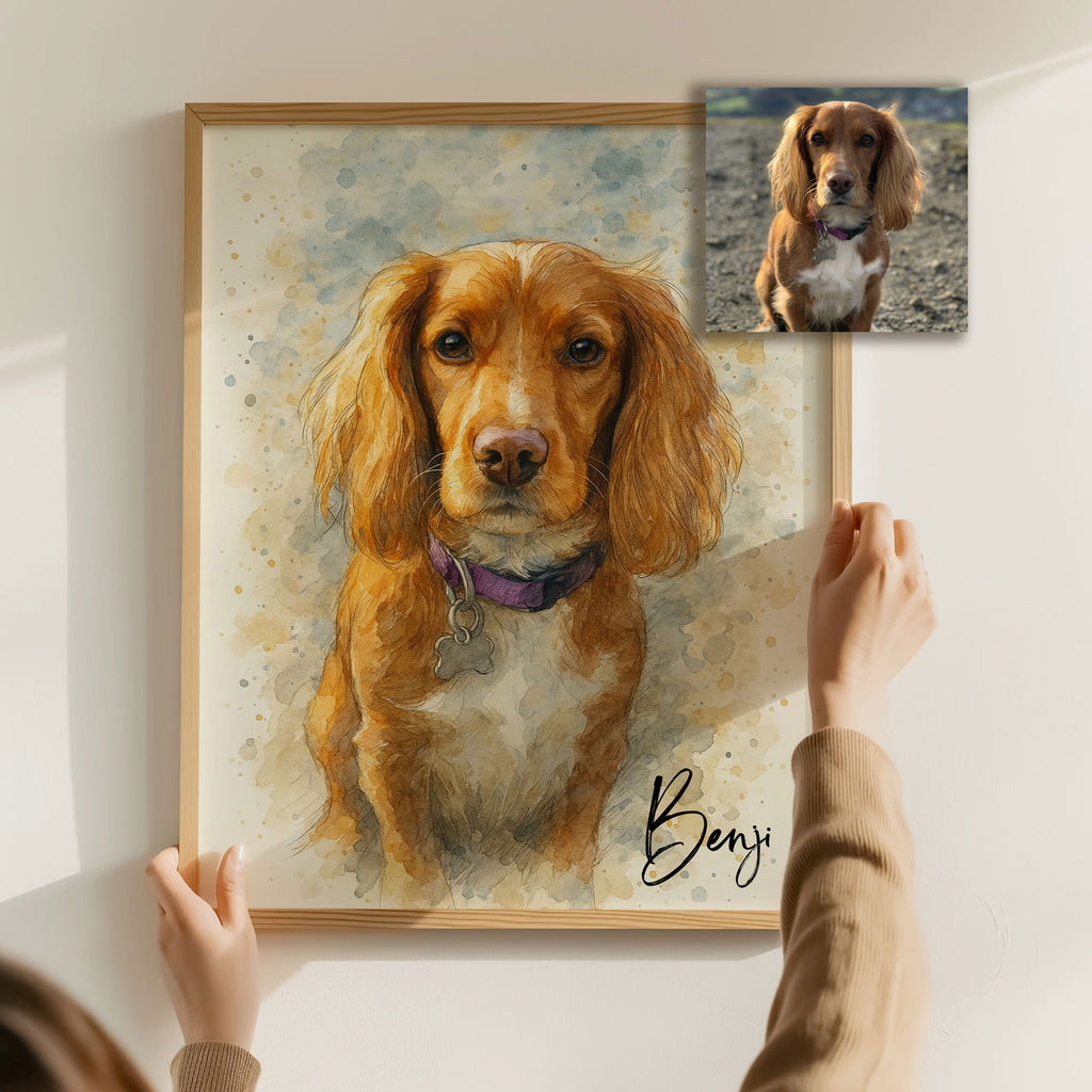 Personalised Watercolour Style Dog, Horse and Pet Portrait
