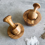 Traditional Olive Wood Pestle and Mortar Spice Grinder