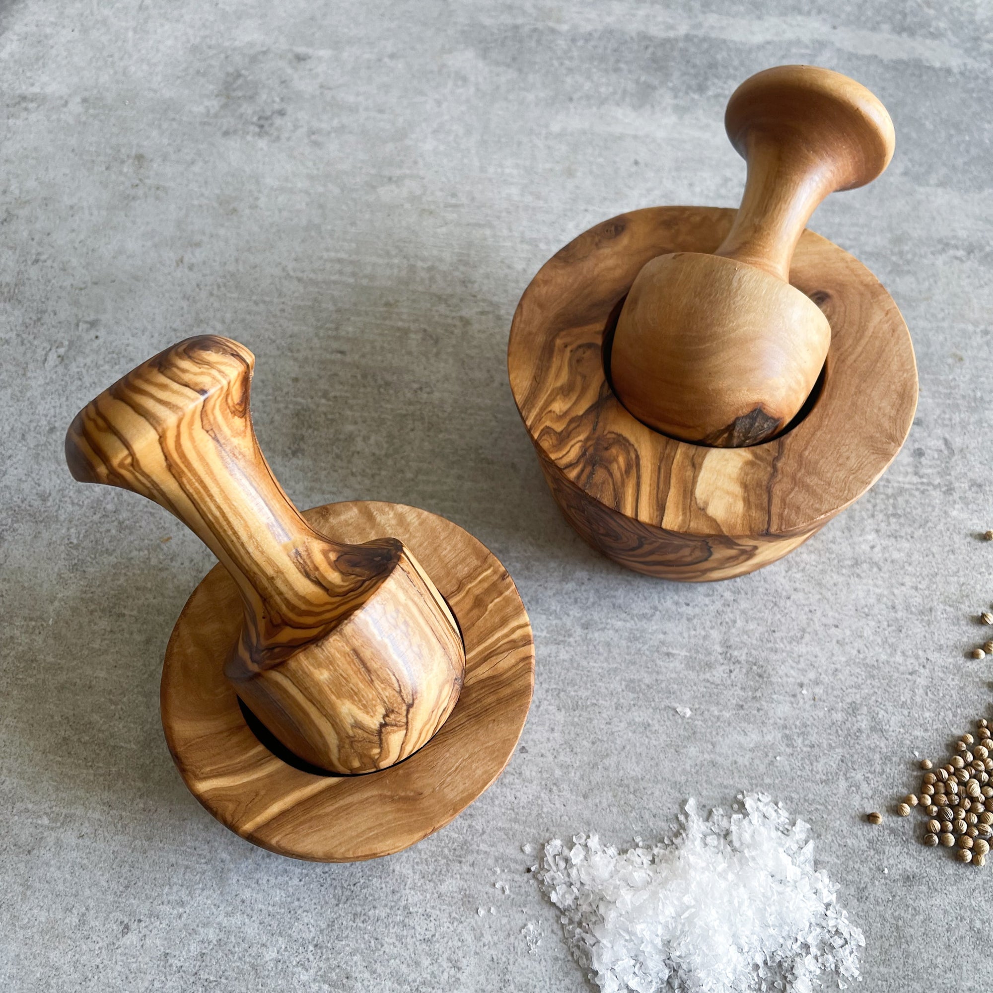 Traditional Olive Wood Pestle and Mortar Spice Grinder