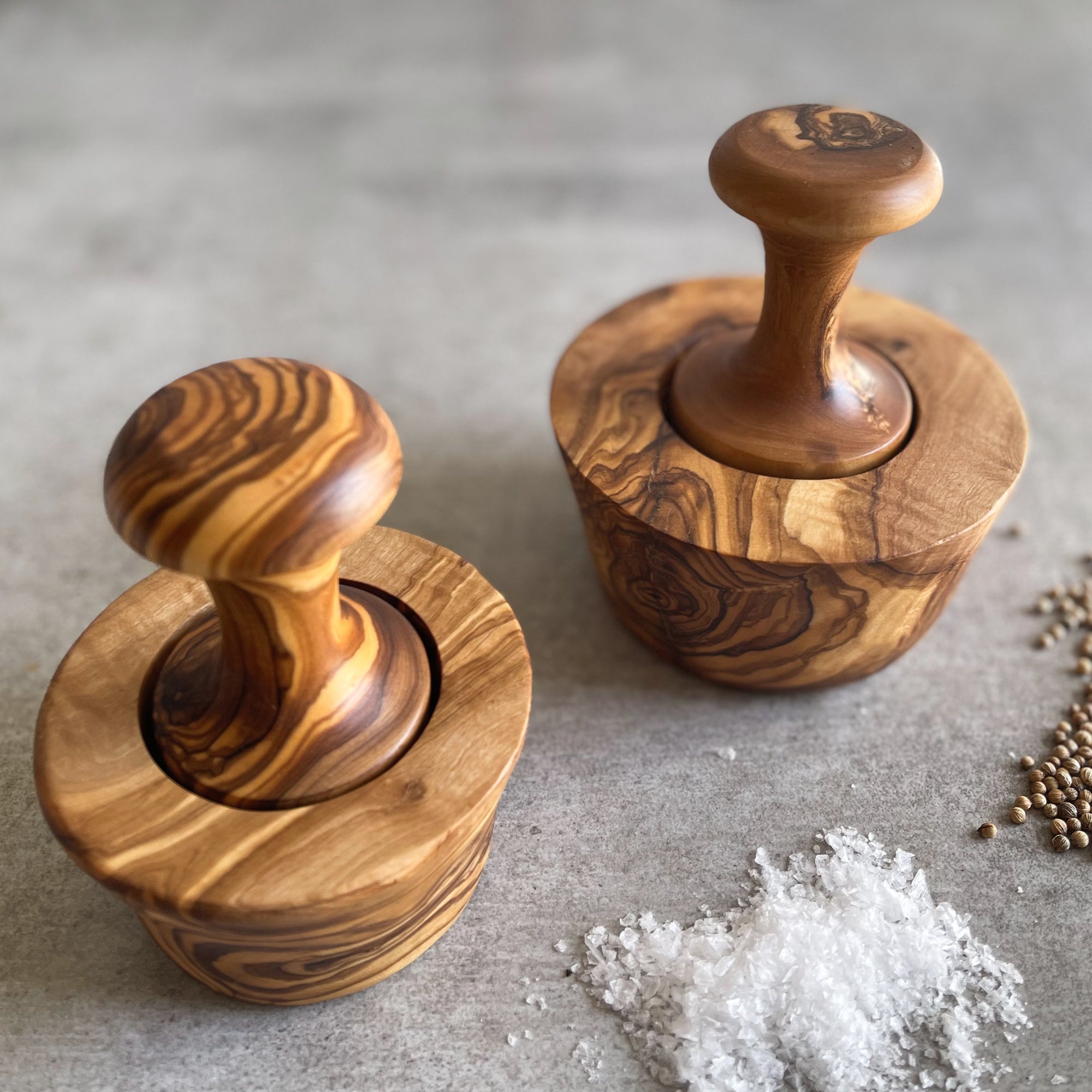 Traditional Olive Wood Pestle and Mortar Spice Grinder