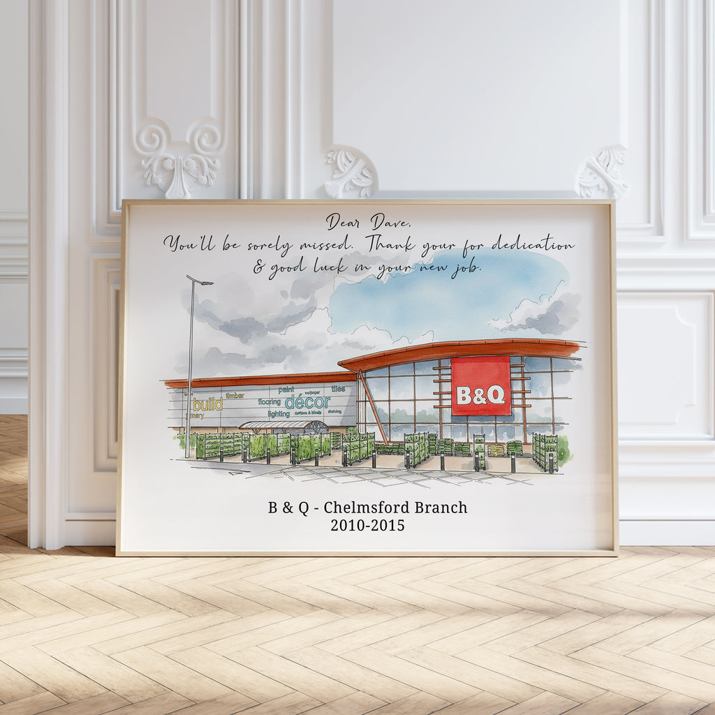 Personalised Workplace Illustration Portrait Print | Retirement Gift