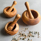 Traditional Olive Wood Pestle and Mortar