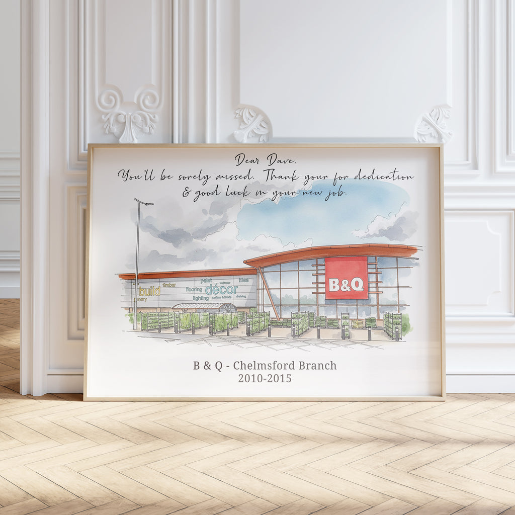 Personalised Workplace Illustration Portrait Print | Retirement Gift