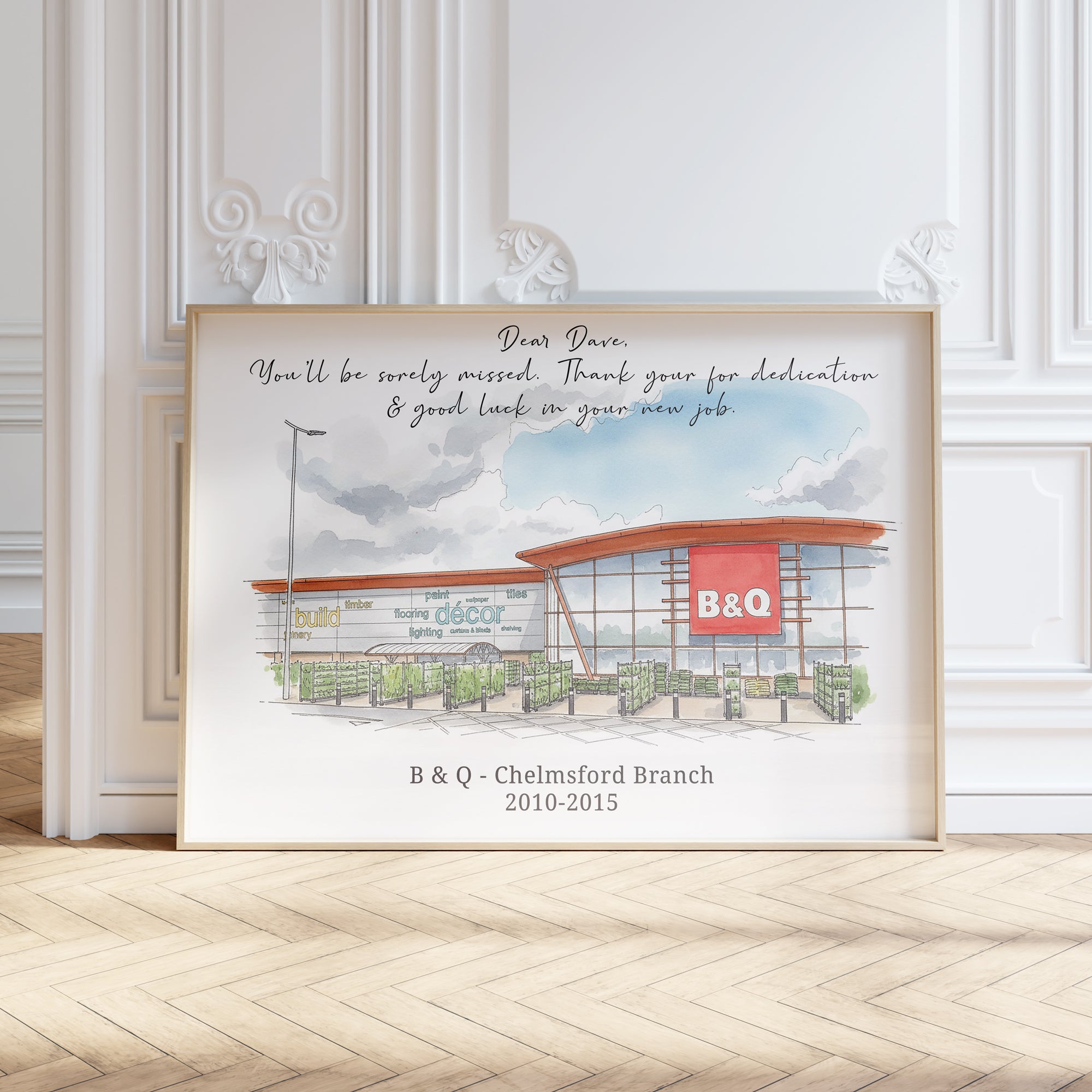 Personalised Workplace Illustration Portrait Print | Retirement Gift