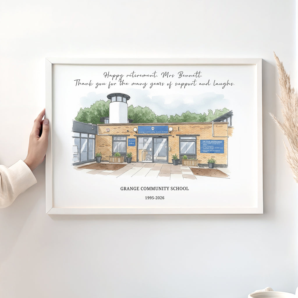 Personalised Workplace Illustration Portrait Print | Retirement Gift