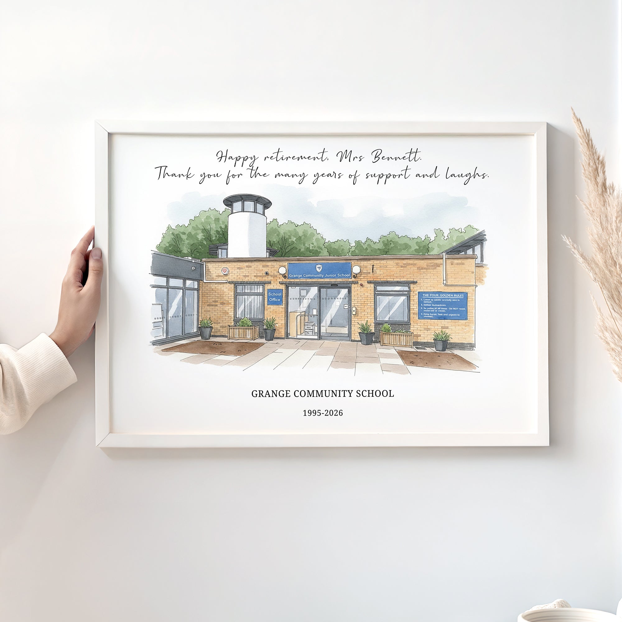 Personalised Workplace Illustration Portrait Print | Retirement Gift