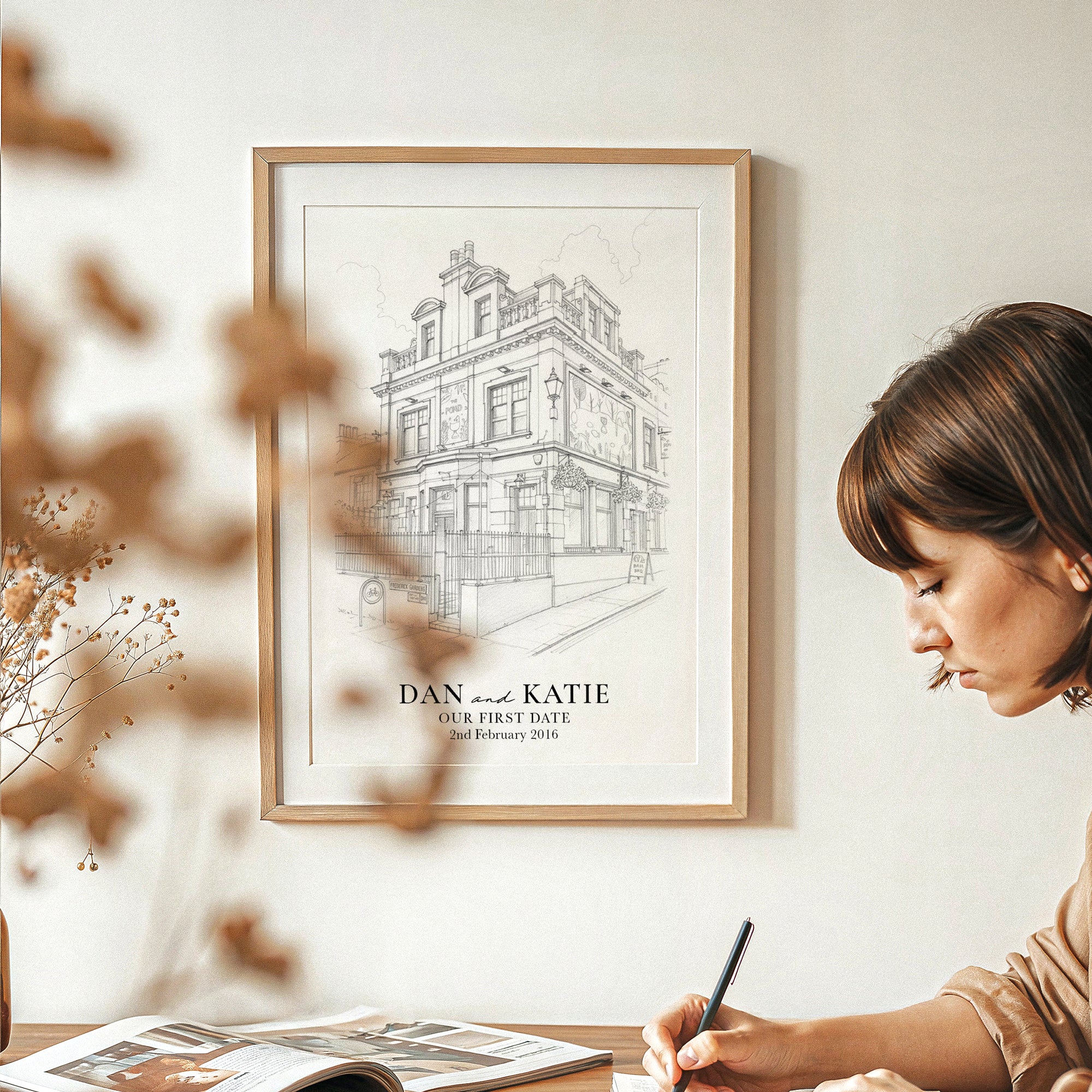 Personalised Fine Line Pencil Sketch Venue Print