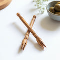 Pair of Traditional Olive Wood Picks for Olives & Tapas