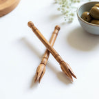 Pair of Traditional Olive Wood Picks for Olives & Tapas