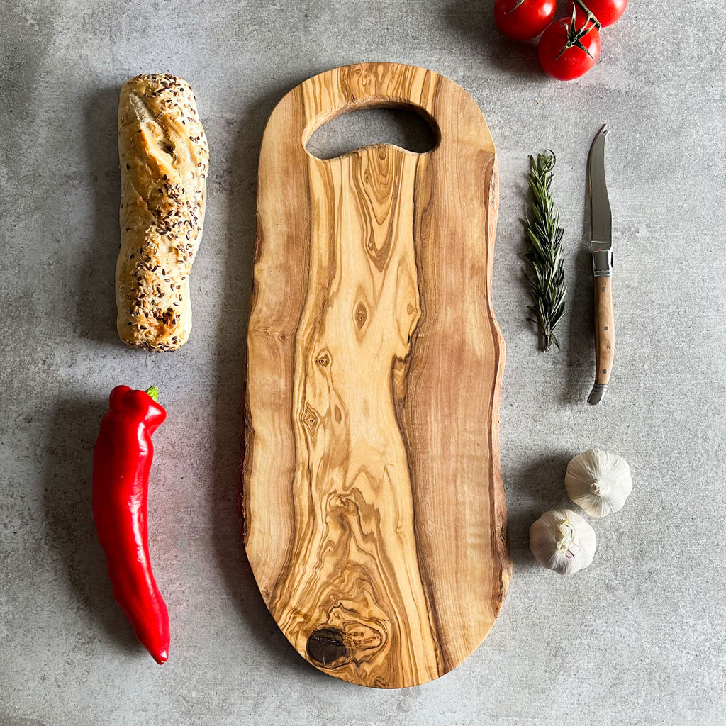 Rustic Olive Wood Handled Serving Board