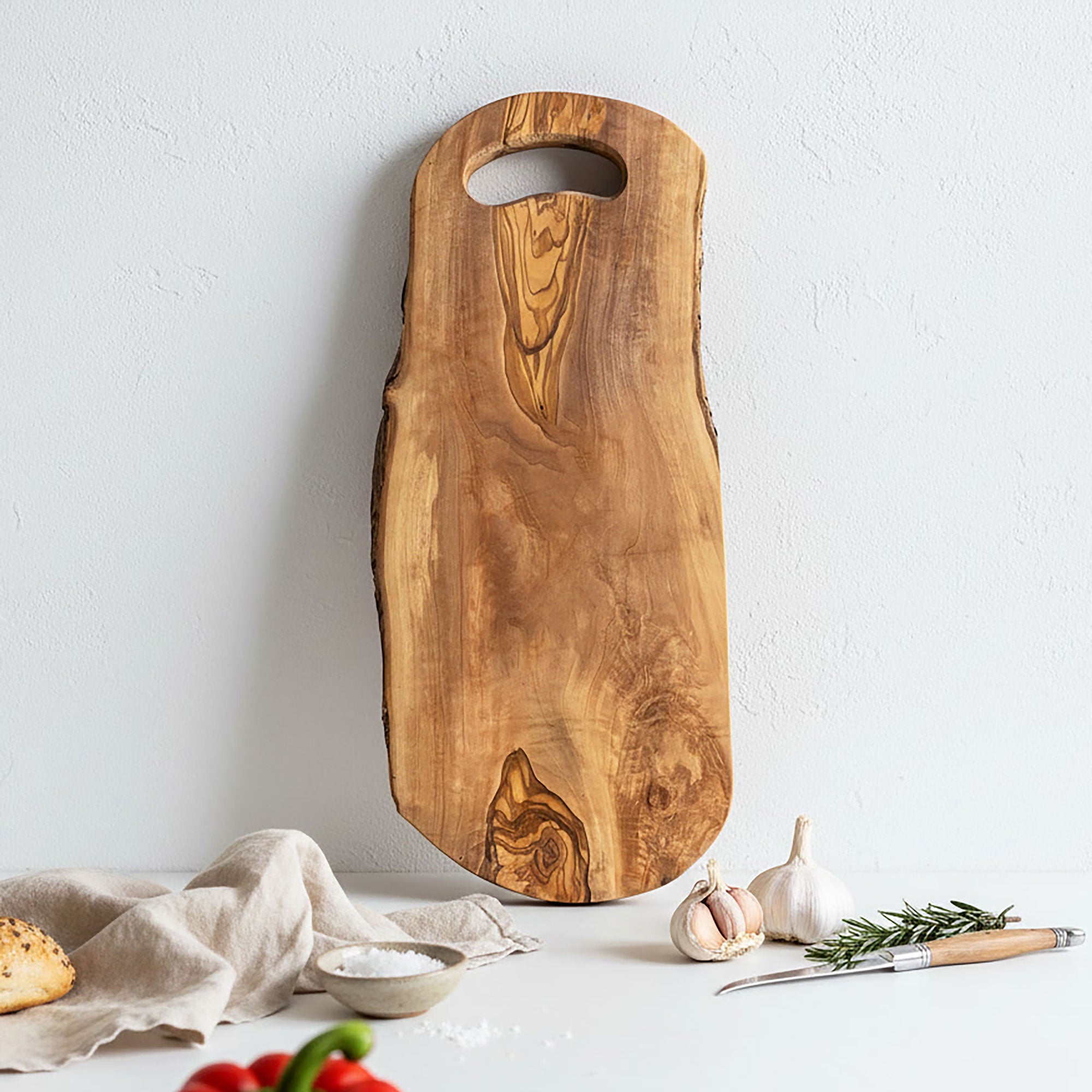 Rustic Olive Wood Handled Serving Board