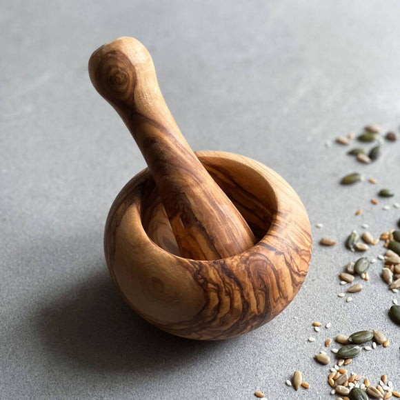Traditional Olive Wood Pestle and Mortar