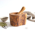Rustic Olive Wood Pestle And Mortar Spice Grinder